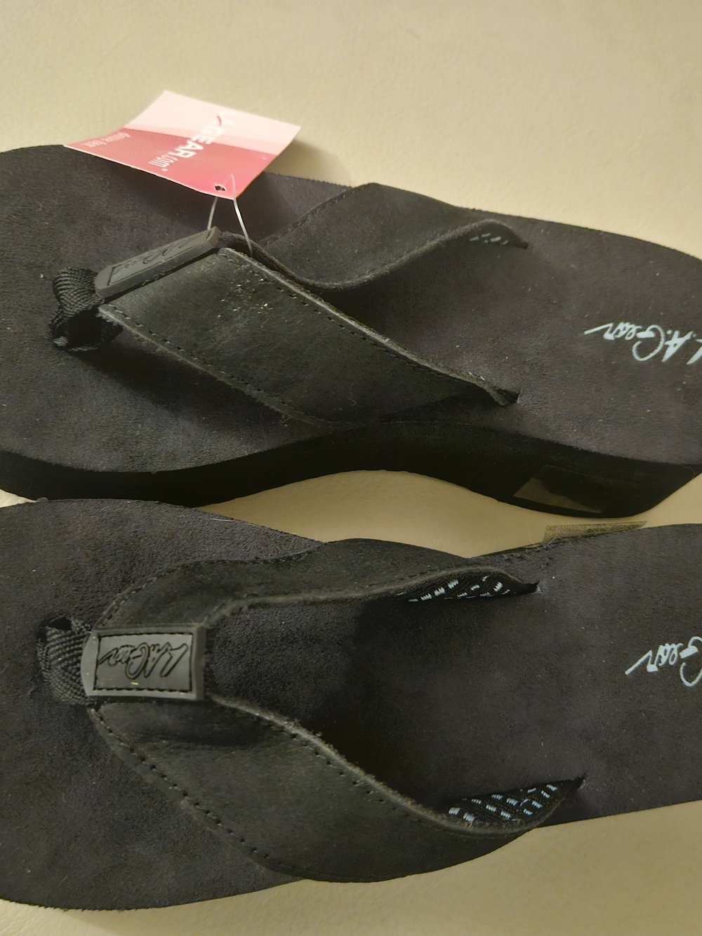 New Black Women's Platform Thong Sandals - La Gear